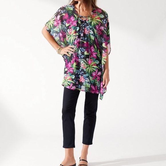 Sunset tropical leaf print caftan size S - Picture 11 of 12